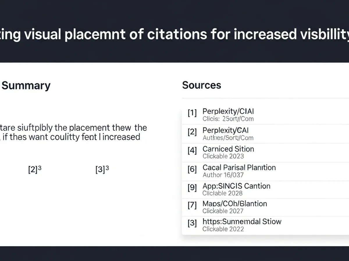 Visual of citations with sources listed, emphasizing the importance of visual placement of citations for increased visibility and credibility in AI search results, which is crucial for Perplexity SEO and content strategy.