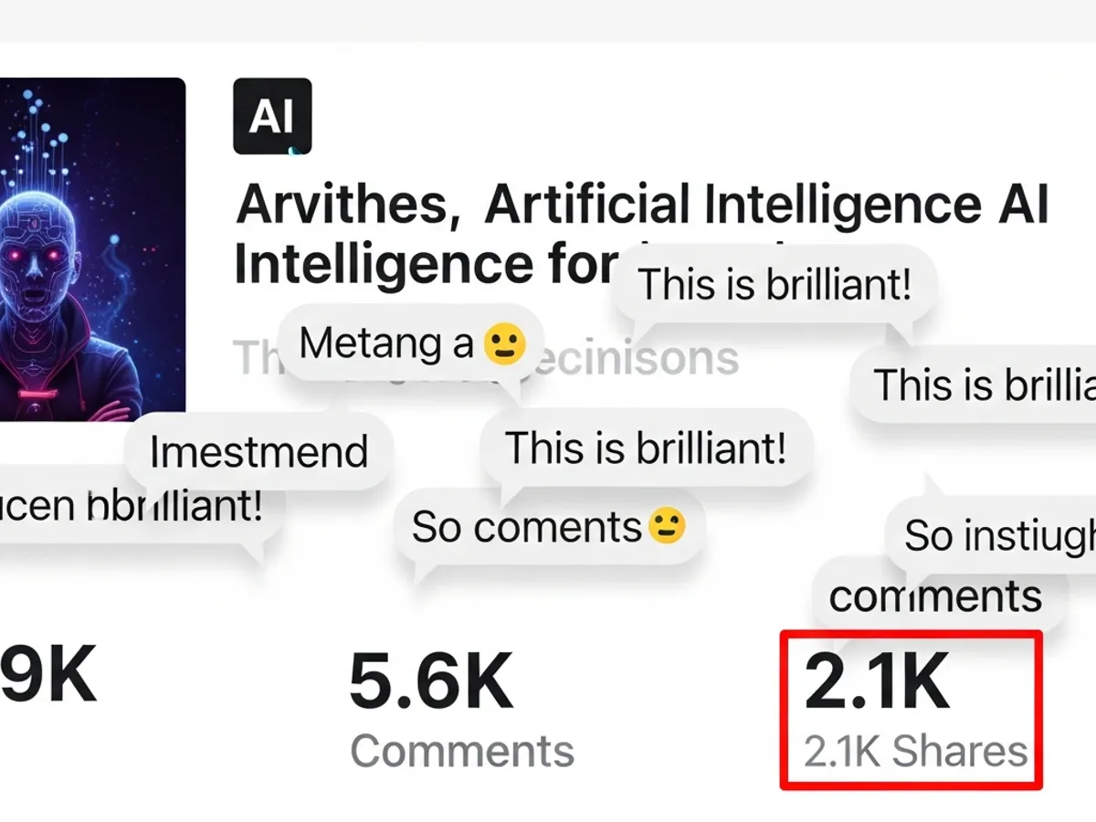 Screenshot showcasing an AI-related post with metrics indicating high engagement through shares and comments, potentially reflecting trends in generative AI search.